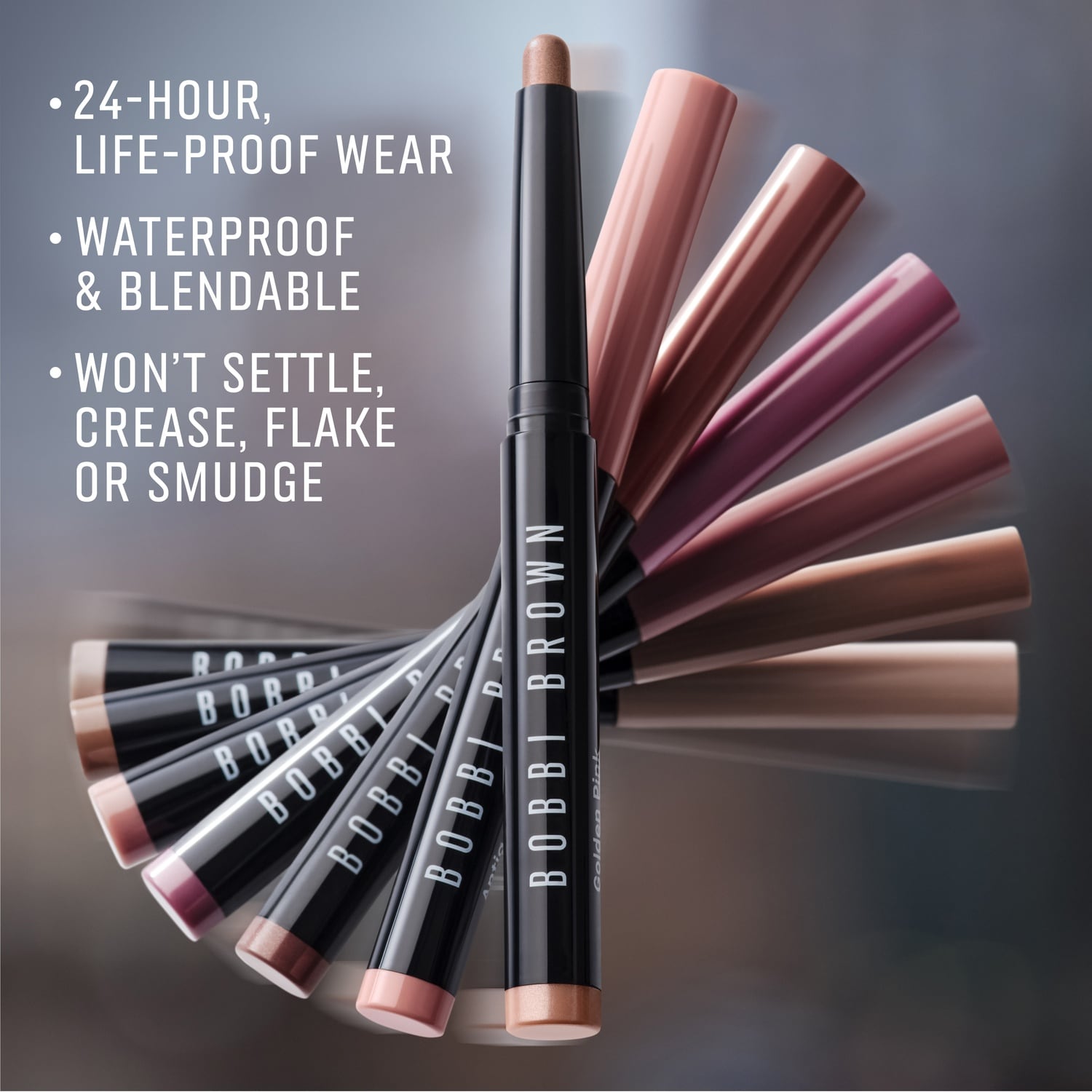 24 hour life proof waterproof blendable wont settle crease flake or smudge